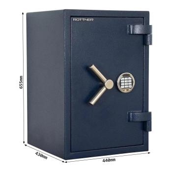 Rottner Wertschutzschrank EN1 Exklusiv Titan Fire 65 Elektronikschloss PS650 SOS Schlüssel blau T06470
